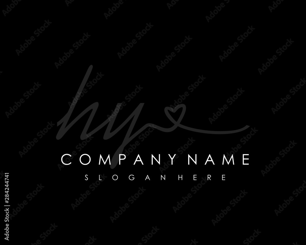 HY Initial handwriting logo vector HY Initial handwriting logo vector