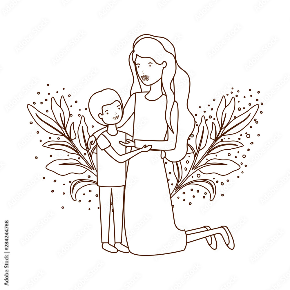 woman with son avatar character woman with son avatar character