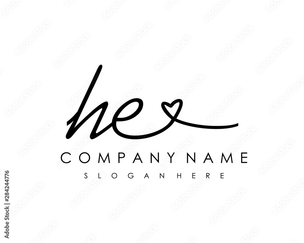 HE Initial handwriting logo vector HE Initial handwriting logo vector