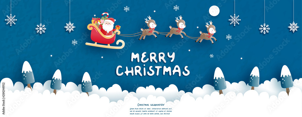 Christmas card in paper cut style. Vector illustration Stock Vector ...