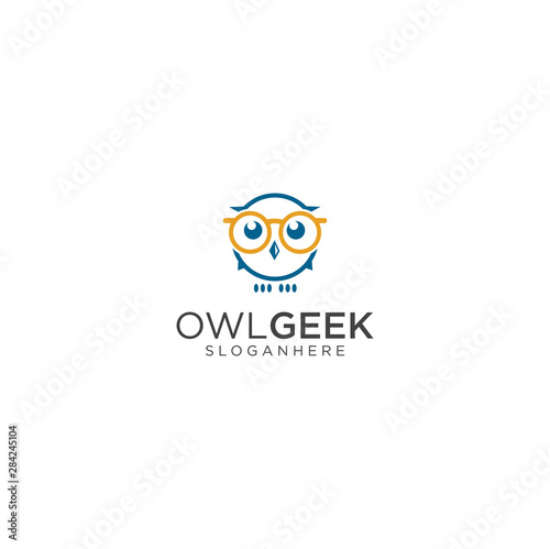 Owl Geek Logo Education Template Illustration Design 