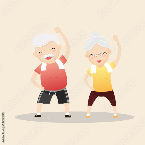 Elderly People Exercising Concept.