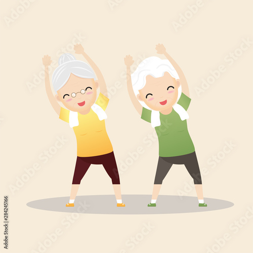 Elderly People Exercising Concept.