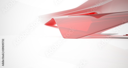 Obraz na płótnie Abstract smooth architectural white and glass gradient color interior of a minimalist house with large windows. 3D illustration and rendering. w salonie