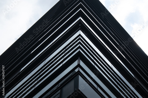Modern Office Building in Tokyo. Straight lines in Structure.