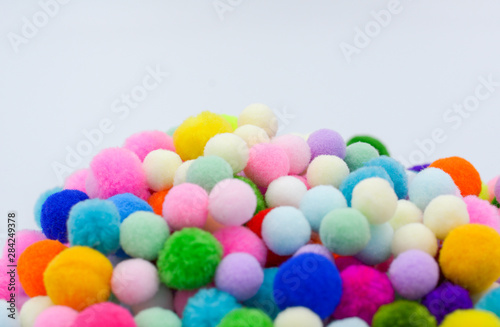 A colorful pom poms background