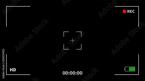 Camera frame viewfinder screen of video recorder digital display interface. Camera viewfinder. Recording. Vector Illustration.
