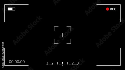 Vector interface viewfinder digital camera. Record video camera viewfinder template with black background.