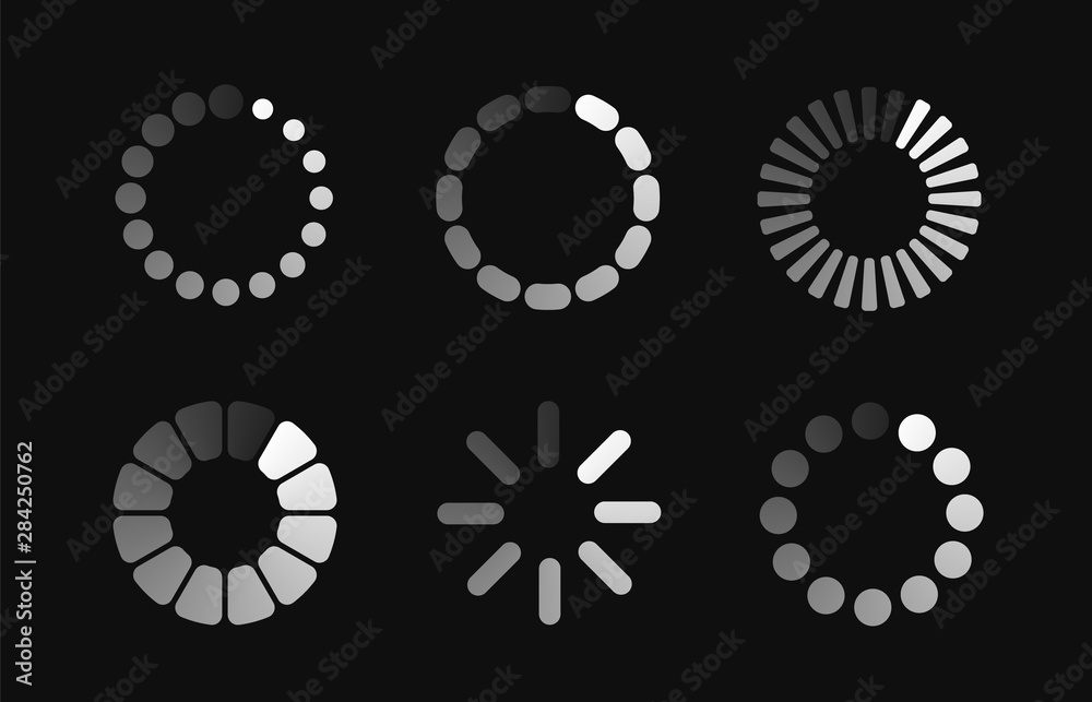 Set loading icon. Progress bar for upload download round process. Loading icon, element for website. Vector concept element for web design, software, app and interface design. Set loading icon. Progress bar for upload download round process. Loading icon, element for website. Vector concept element for web design, software, app and interface design.
