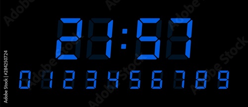 Digital clock number set. Vector electronic figures for interface design different types of devices.