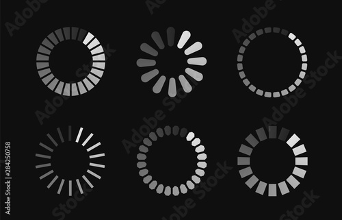 Loading icon collection. Progress bar for upload download round process. Vector loader icon, element for website, app, software, ui and game.