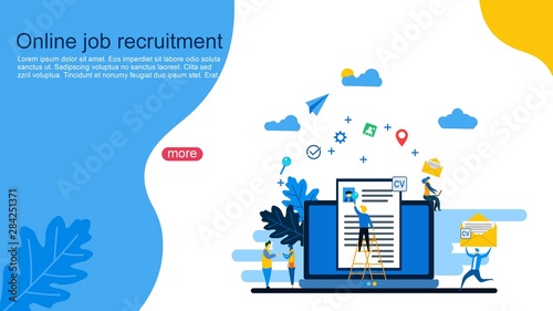 Website or landing page of Online Recruitment vector illustration concept, businessman analyzing resume, can use for, landing page, template, ui, web, mobile app, poster, banner, flyer