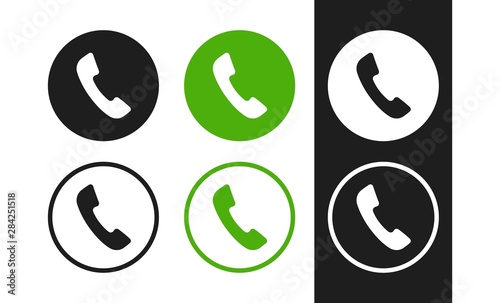 Phone vector icon. Contacts, call center sign. Handset icons for concept design. Flat phone icons.