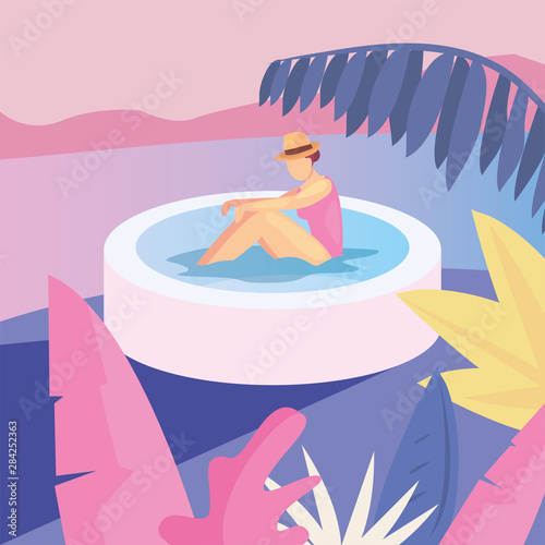 woman summer time vacations design