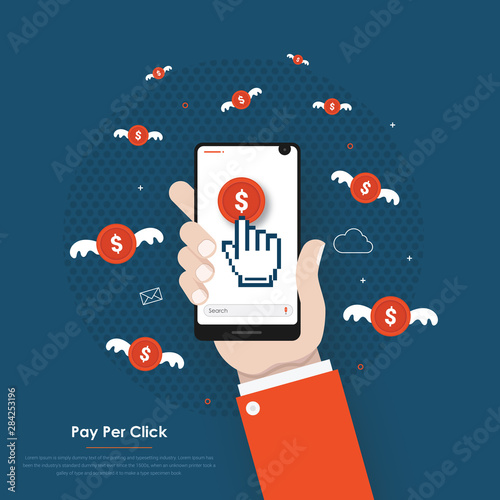 Pay per click concept in flat style