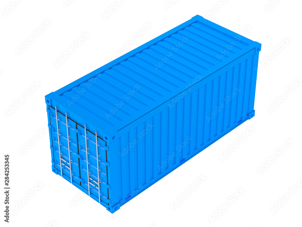 Shipping freight container. Blue intermodal container Shipping freight container. Blue intermodal container