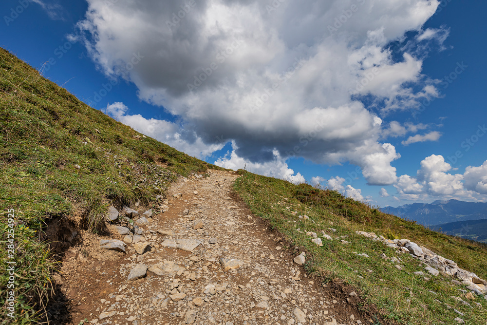 View to Hiking trail on Hoher Ifen Mountain / Austria