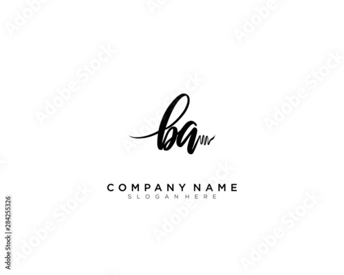 BA Initial Handwriting Logo Template Vector