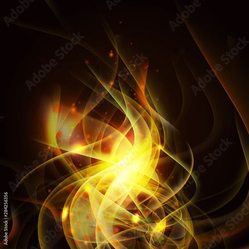 Fire isolate on the black background and space for text, Vector illustration