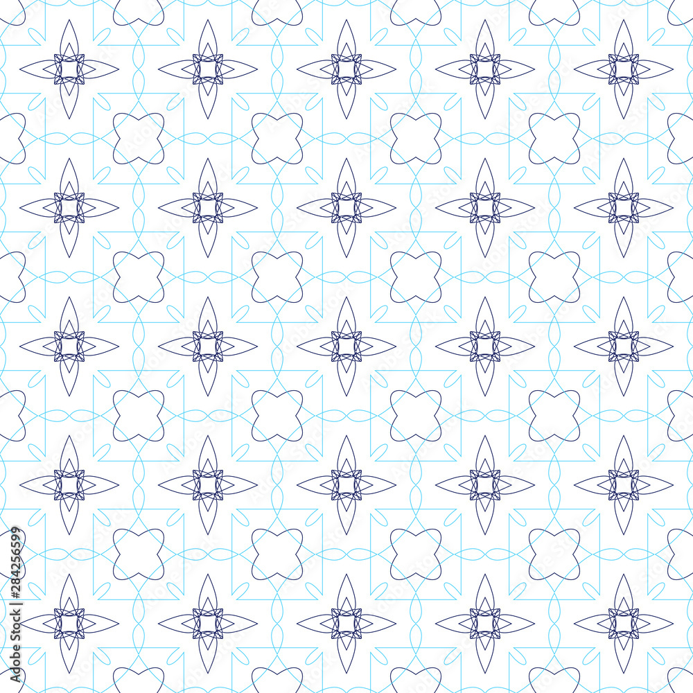 Arabic, vector, seamless pattern of thin lilac and purple lines on white background. Abstract, geometric ornament Arabic, vector, seamless pattern of thin lilac and purple lines on white background. Abstract, geometric ornament