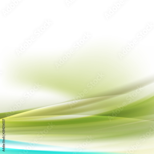 Abstract smooth green flow background for nature tech or science concept presentation, Vector illustration