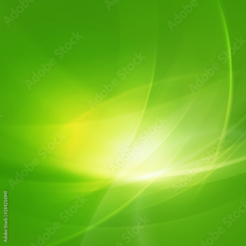 abstract shiny green twist light lines waves background, vector illustration