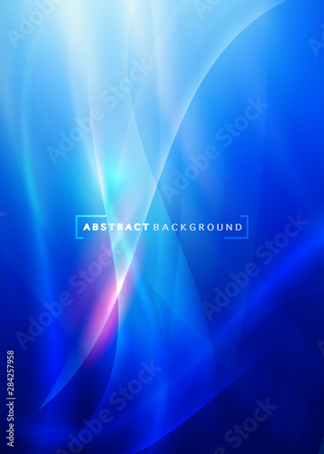 Abstract curving and smooth flow blue background, Vector illustration