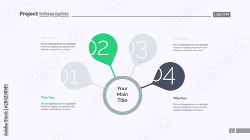 Four steps for success slide template. Business data. Graph, diagram. Creative concept for infographic, presentation, report. Can be used for topics like strategy, training, research