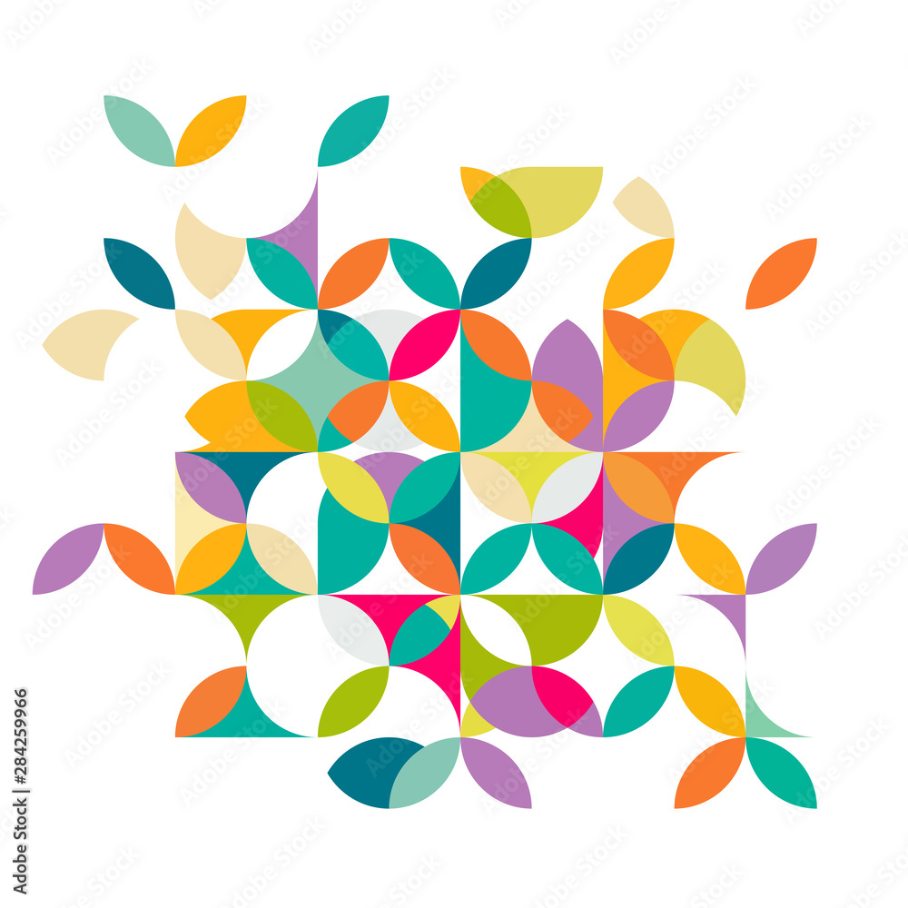 Abstract colorful and creative geometric with a variety of geometric pattern. Abstract flower pattern on white for leaflet business cover page, brochure, flyer, poster layout. vector illustration Abstract colorful and creative geometric with a variety of geometric pattern. Abstract flower pattern on white for leaflet business cover page, brochure, flyer, poster layout. vector illustration