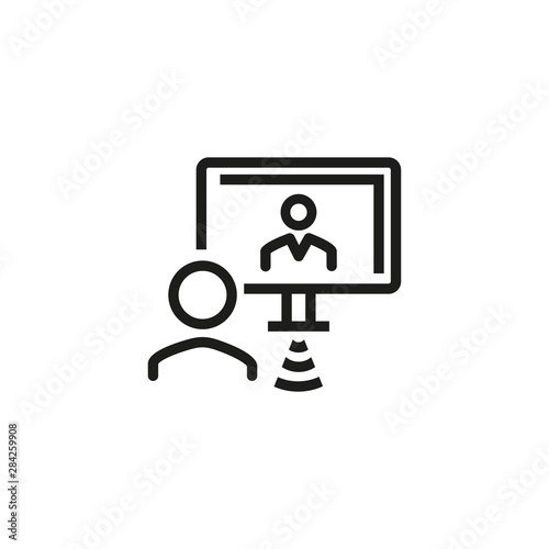 Business webinar vector line icon. Negotiation, tutor, online. Vector illustration can be used for topics like education, qualification, HR
