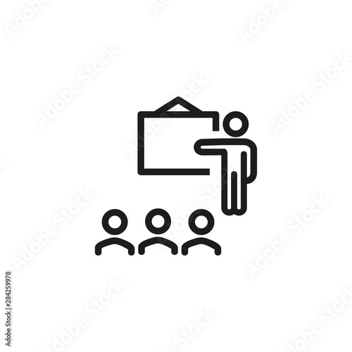 Educational webinar vector line icon. Training, qualification, staff. Teaching concept. Vector illustration can be used for topics like communication, business, training