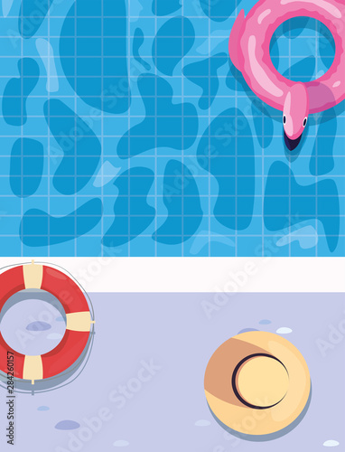 float pool lifebuoy summer time vacations design