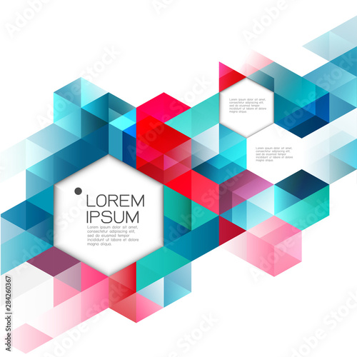 Abstract colorful geometric template isolated on white and modern overlapping with white space for text. Modern background for business or technology presentation. vector illustration