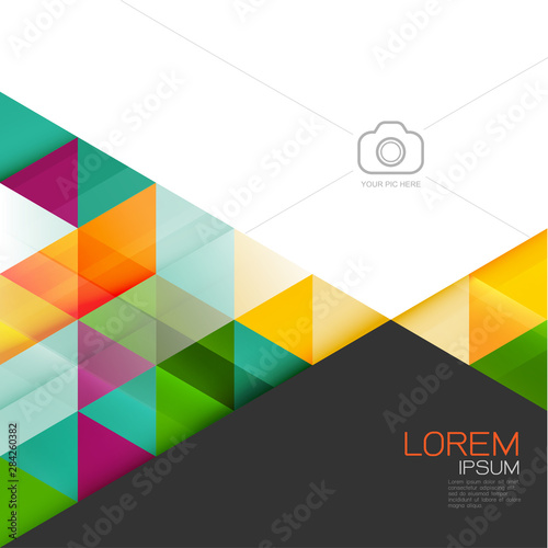 Abstract colorful geometric layout template and modern overlapping with white space for text and your pic . Modern background for business or technology, cover, online presentation website element.