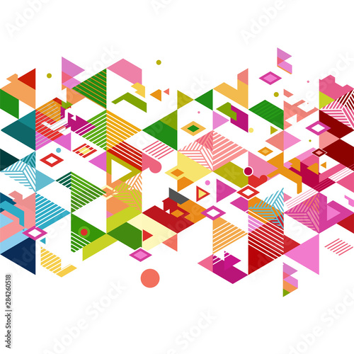 Abstract colorful and creative geometric with a variety of graphic and pattern on white. Corporate business or technology identity design, online presentation website element, vector illustration