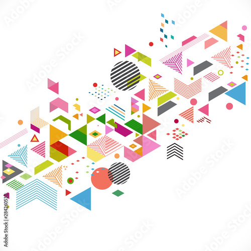 Abstract colorful and creative geometric with a variety of graphic and pattern for corporate business or technology identity design, online presentation website element, vector illustration