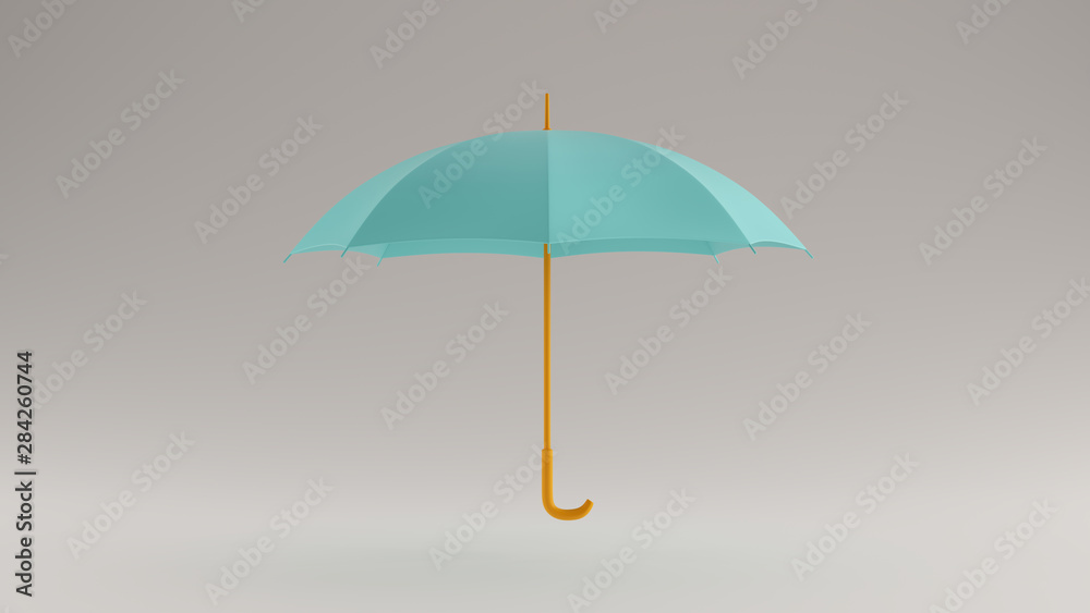 Gulf Blue Turquoise and Orange Umbrella Front