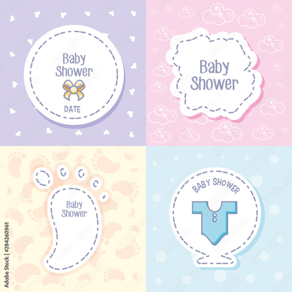 set of baby shower cards with decoration