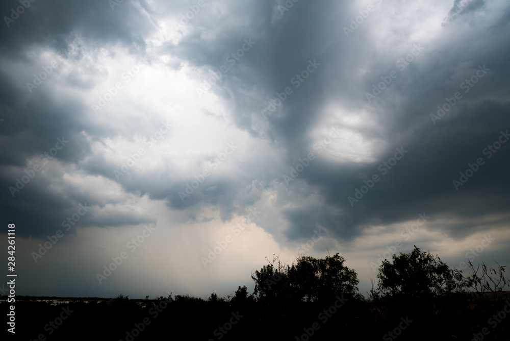 Obraz premium dark storm clouds with background,Dark clouds before a thunder-storm.