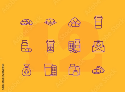 Pharmacy icon set. Drugstore concept. Vector illustration can be used for topics like apothecary, pharmaceuticals, medicine