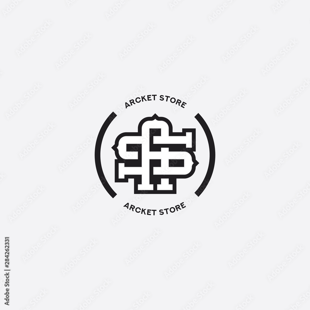 Obraz premium Logo Letter AS Monogram, Concept Letter A + S, Retro design for brand.