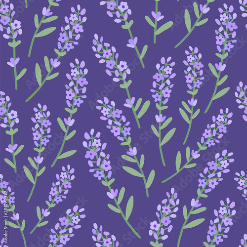 Beautiful Lavender Pattern. Seamless Background. Vector.