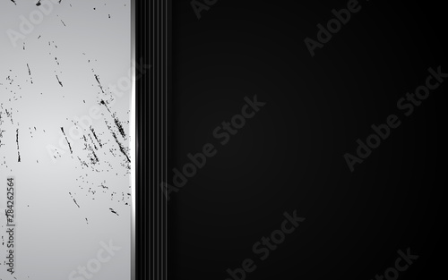Black abstract tech geometric background a combination silver metallic line shape and grunge texture composition