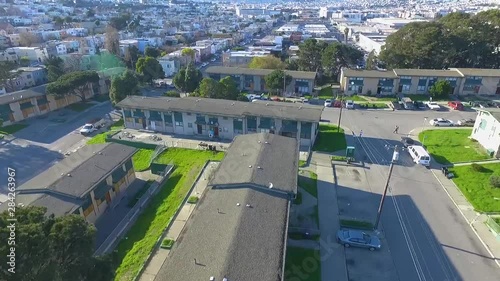 4K drone footage over Alice Griffith Projects in SF, CA photo
