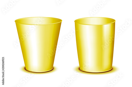 Golden plastic or paper glass