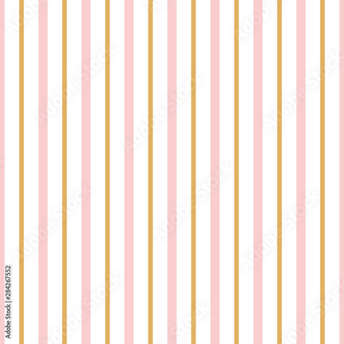 Pink seamless pattern vertical striped geometric ornament golden, pink lines Background wallpaper for baby girl