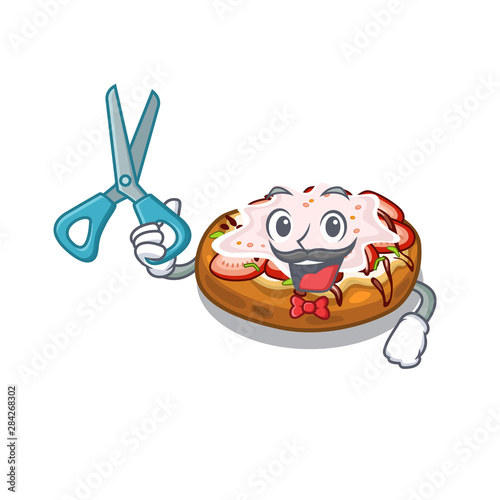 Barber bruschetta served above the mascot board