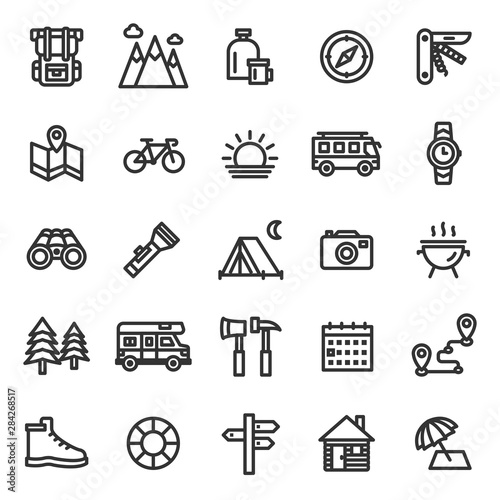 [ Camping Icon Set ] This is a set of camping icons.Editable stroke. 48×48 Pixel Perfect. 