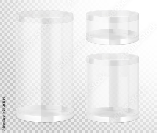 Plastic jar mockups. Vector illustration on transparent background. Layered file, easy to use for food, gifts, candy. EPS10.	