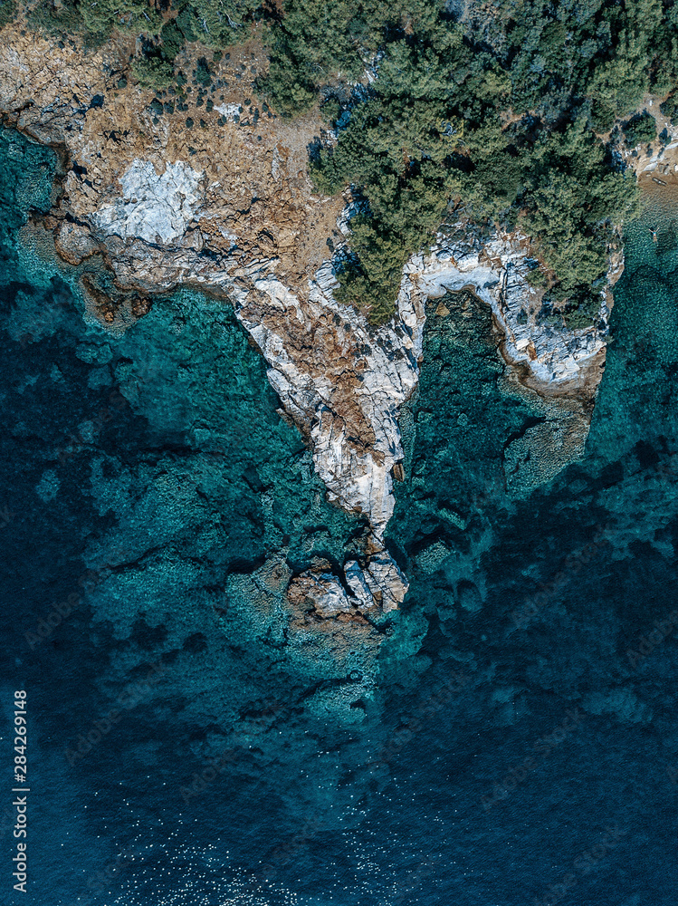 Greece coastline with blue water Greece coastline with blue water